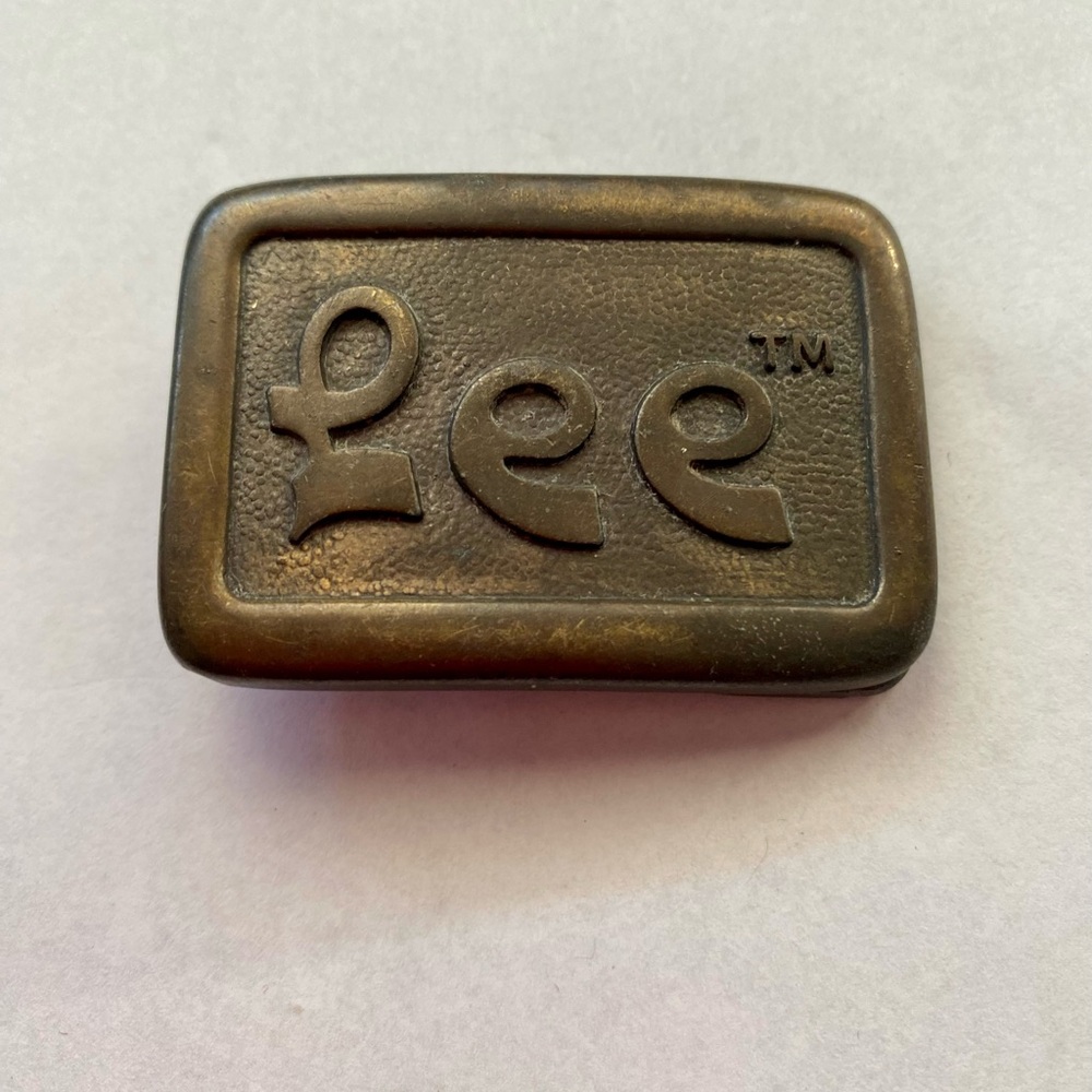 Vintage Adult small LEE Brass Belt Buckle 70s